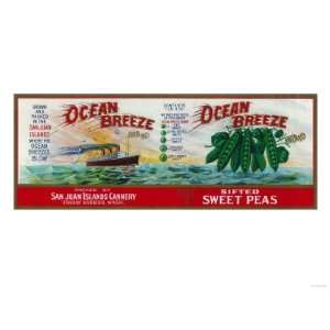   Breeze Sweet Peas Label Giclee Poster Print, 32x24