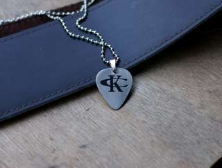 Kenny Chesney Inspired Hand Made Etched Guitar Pick Necklace   Nickel 
