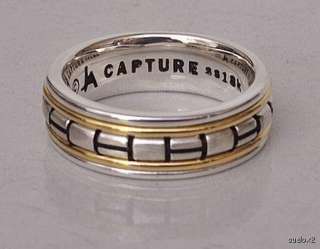 New JOHN ATENCIO Mens SS 18K Capture Ring Band Sz 10  