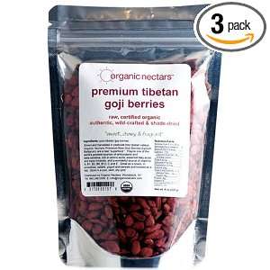   Nectars Premium Raw Tibetan Goji Berries, 8 Ounce Pouches (Pack of 3