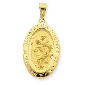 14K 14kt Gold Small Oval St. Christopher Medal 1.4g  