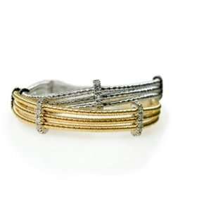18K White Gold Multi Strand, Hand Woven Mesh Bracelet, Designed With 