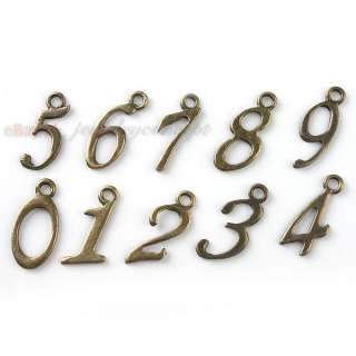 80 Assorted New Alloy Number 0 9 Charms Bronze Vintage Pendants Free P 