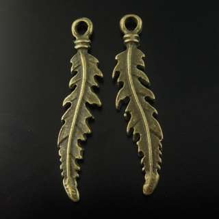Atq bronze look charm leaf necklace pendants 60pcs  