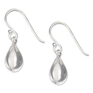   Silver High Polish Dewdrop Earrings on Shepherd Hooks. Jewelry