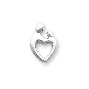   White Gold Heart Shaped Mother and Child Pendant   JewelryWeb Jewelry