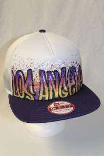LOS ANGELES LAKERS NEW ERA NBA SNAPBACK HAT CAP A FRAME PAINT OVER 