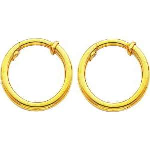    14K Yellow Gold Clip On Hoop Earrings Jewelry New H Jewelry