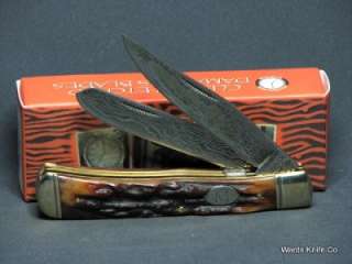 Marbles Custom DAMASCUS Trapper Knife Genuine Brown Handle.MR267 