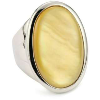 ELLE Jewelry Yellow Mother Of Pearl Oval Sterling Silver Ring 