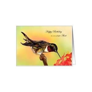  For My Aunt Hummingbird and Flowers Birthday Cards Card 