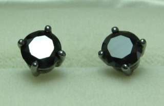 MEN Black Plated stud earrings with 5mm Black Onyx CZ  