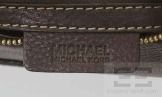 Michael Michael Kors Brown Pebbled Leather & Gold Buckle Shoulder Bag 