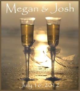 24 Personalized Champagne Glasses on Beach Wedding Wine Labels  