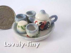 Dollhouse Miniature Ceramic Tea Set Chiness Chicken  