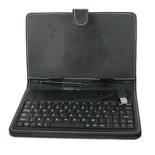   Tablet Stand with USB Keyboard   Black Faux Leather Carrying Case