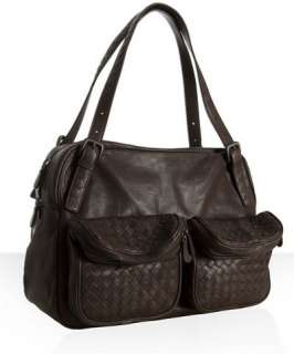 Bottega Veneta brown leather pocket front satchel
