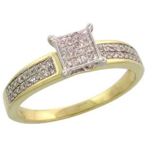 10k Gold Square Diamond Ring, w/ 0.19 Carat Brilliant Cut Diamonds, 1 
