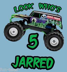 Personalized Grave Digger Monster Truck Birthday Shirt  