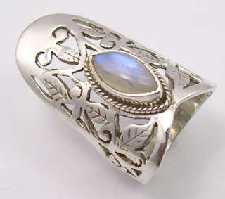 925 SOLID Silver RAINBOW MOONSTONE CELTIC Ring Any Size  