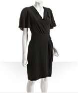 Outfit BCBGMAXAZRIA black silk wrap dress with Candela black 