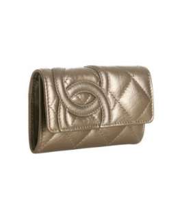 Chanel bronze quilted leather flap key case  
