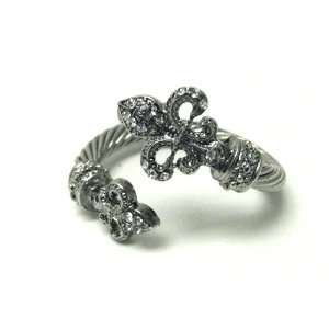   Silvertone Double Fleur De Lis Adjustable Metal Fashion Ring Jewelry