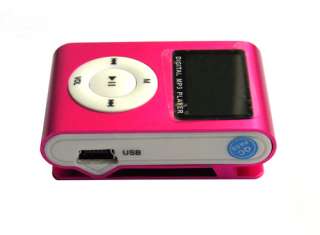 Pink Mini Metal Clip  Player FM Radio LCD Screen for 2/4/8/16GB TF 