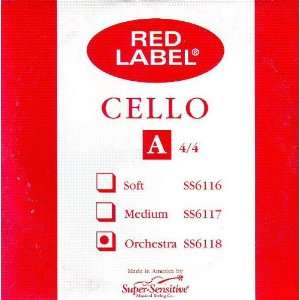 Super Sensitive Cello A Red Label 4/4 Size Orchestra Nickel, SS611 4 