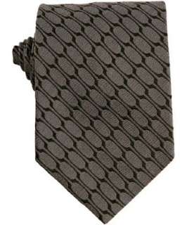 Gucci grey geometric pattern silk wool tie  