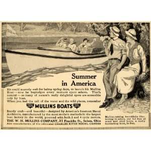  1915 Ad Charles River Model Canoes W H Mullins Boats 