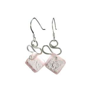    Pink Depression Glass Ribbon Earrings Bottled Up Designs Jewelry