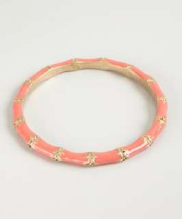 Kenneth Jay Lane coral and gold enameled bamboo bangle   up to 