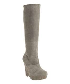 tan suede Poppy tall wedge boots
