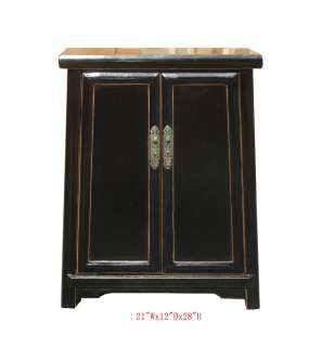 Black Chinese Ming Style Nightstand End Table Cabinet WK2159  
