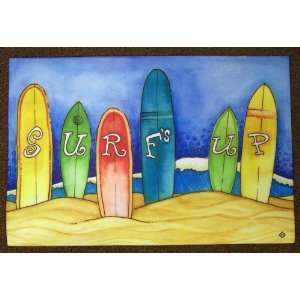    Surfs Up Surfboard Throw Area Door Mat Rug