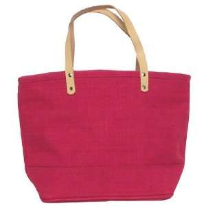   Colorful Raspberry Red Small Tote Bag with Leather Handle 17Lx11H