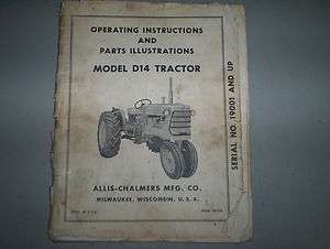 Allis Chalmers D14 Tractor Operator Manual Part Catalog  