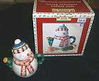 new nip christmas marshmallow snowman tea pot debbie mumm gift