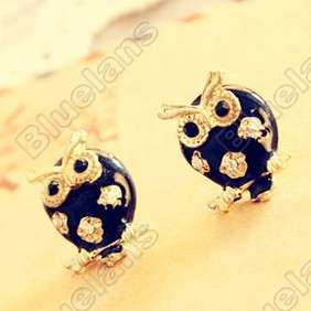 Retro Vintage Owl Hollow Drip Cute Mini Earrings 5198  