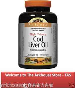 100 S Cod Liver Oil high potency vitamin A D visual immune skin growth 