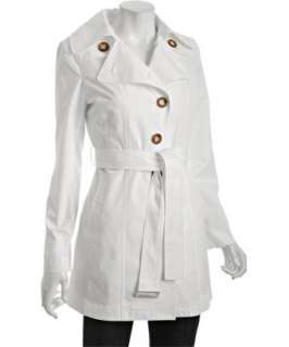 MICHAEL Michael Kors white cotton poly asymmetrical button trenchcoat 