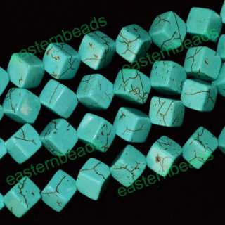 8mm Cube Green Turquoise Gemstone Loose Beads x36PC  