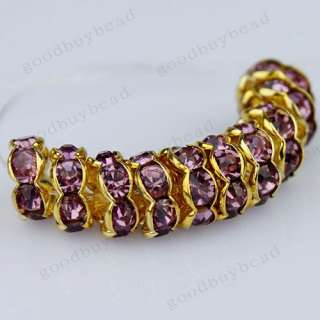 WHOLESALE CRYSTAL GOLD SPACER LOOSE BEADS JEWELRY FINDINGS 8MM  