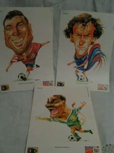 Lot 3 Prints of Caricatures of Soccer Players, USA 94  