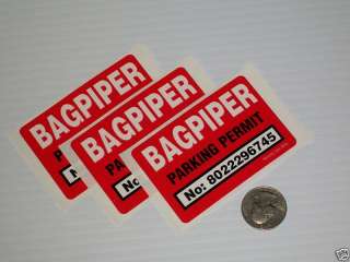 NEW Bagpiper Parking Permit Bagpipe Humor Qty 3  