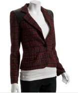 style #311778901 red tweed Diane faux leather detail blazer