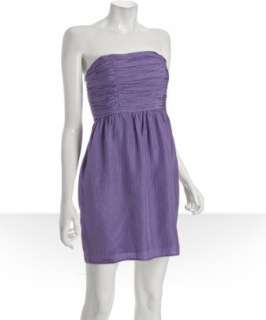 Shoshanna petunia crinkled silk ruched strapless dress   up to 