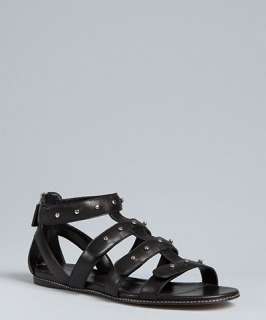 Gucci black leather studded Sigourney flat gladiator sandals