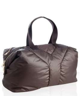 Yves Saint Laurent dark brown nylon puffer top handle bag